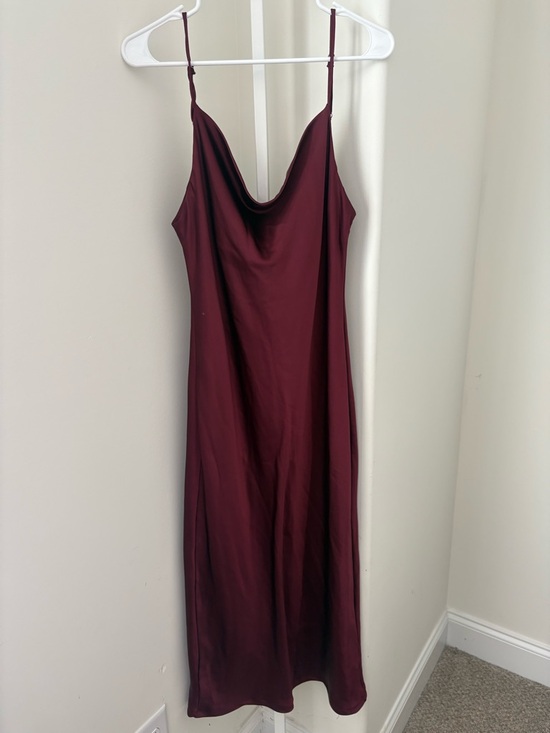molly green Dresses & Skirts - Molly Green Drape Neck Satin Slip Midi Dress Wine Red L